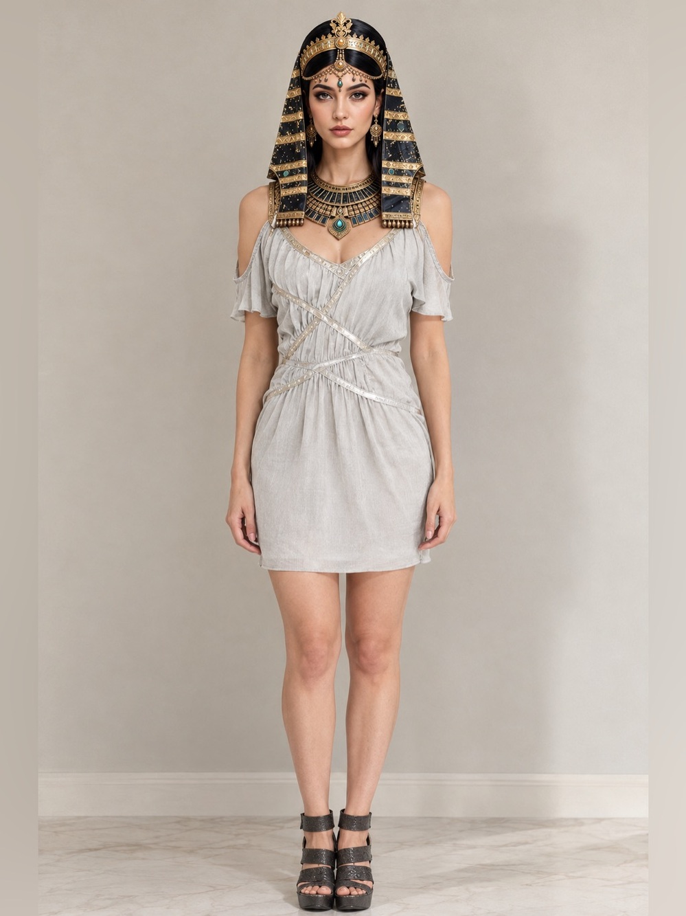 Bcbgmaxazira runway shift style dress with sequins all around & cut out shoulder